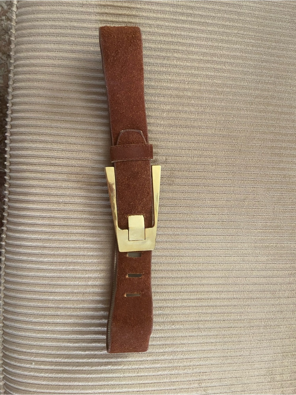 Brown Suede Belt with Gold Buckle